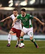 6 October 2016; Robbie Brady of Republic of Ireland in action against Jano Ananidze of Georgia during FIFA World Cup Group D Qualifier match between Republic of Ireland and Georgia at Aviva Stadium, Lansdowne Road in Dublin. Photo by Brendan Moran/Sportsfile