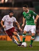 6 October 2016; Robbie Brady of Republic of Ireland in action against Murtaz Daushvili of Georgia during the FIFA World Cup Group D Qualifier match between Republic of Ireland and Georgia at Aviva Stadium, Lansdowne Road in Dublin. Photo by Brendan Moran/Sportsfile