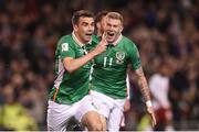 6 October 2016; Seamus Coleman of Republic of Ireland celebrates after scoring his side's first goal during the FIFA World Cup Group D Qualifier match between Republic of Ireland and Georgia at Aviva Stadium, Lansdowne Road in Dublin. Photo by Matt Browne/Sportsfile