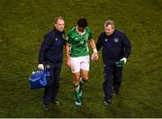 6 October 2016; Shane Long of Republic of Ireland is escorted off the pitch by medical staff during the FIFA World Cup Group D Qualifier match between Republic of Ireland and Georgia at Aviva Stadium, Lansdowne Road in Dublin. Photo by Stephen McCarthy/Sportsfile