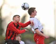 16 February 2011; Enda Curran, Galway Technical Institute, in action against Joe Flynn, Dundalk IT. CUFL First Division Final, Dundalk IT v Galway Technical Institute, Leixlip United, Leixlip, Co. Kildare. Picture credit: David Maher / SPORTSFILE