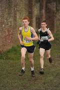 16 February 2011; Liam McGiolla Phadraig, Colaiste Eoin, 113, and Jack Watson, Callan CBS, 100, in action during the Junior Boys events at the Aviva Leinster Schools Cross Country. Santry Demesne, Santry, Dublin. Picture credit: Stephen McCarthy / SPORTSFILE