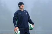 17 February 2011; Ireland's Gordon D'Arcy during a foggy training session ahead of their RBS Six Nations Rugby Championship match against Scotland on February 27th. Ireland Rugby Squad Training, Presentation Brothers College Sports Grounds, Dennehy's Cross, Cork. Picture credit: Matt Browne / SPORTSFILE