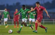 7 October 2016; Olamide Shodipo of Republic of Ireland in action against Miloš Veljkovic of Serbia during the UEFA U21 Championship Qualifier match between Republic of Ireland and Serbia at the RSC, Waterford. Photo by Matt Browne/Sportsfile