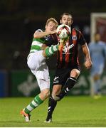 7 October 2016; Kurtis Byrne of Bohemians in action against Simon Madden of Shamrock Rovers during the SSE Airtricity League Premier Division match between Bohemians and Shamrock Rovers at Dalymount Park in Dublin.  Photo by Sportsfile