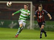 7 October 2016; Dean Clarke of Shamrock Rovers in action against Lorcan Fitzgerald of Bohemians during the SSE Airtricity League Premier Division match between Bohemians and Shamrock Rovers at Dalymount Park in Dublin.  Photo by Sportsfile