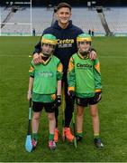 8 October 2016; Wexford hurler Lee Chin with Cian Brownlee, left, and Calum Purdy, both age 10, from Thomas Davis GAA in Dublin as Croke Park today played host to some of Ireland’s most talented hurlers, along with over 500 children, who lined-out to learn tips and skills from their hurling heroes as part of Centra’s Live Well hurling initiative. The participating children, who experienced a once in a lifetime opportunity, came from 12 lucky GAA clubs who each claimed their very special spot by winning a Live Well hurling challenge during the summer. Croke Park, Dublin. Photo by Piaras Ó Mídheach/Sportsfile