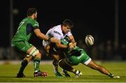 7 October 2016; Louis Ludik of Ulster is tackled by Bundee Aki of Connacht supported by Jake Heenan, left, during the Guinness PRO12 Round 6 match between Connacht and Ulster at the Sportsground in Galway.  Photo by David Fitzgerald/Sportsfile