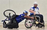 8 October 2016; Sultan Kakar of Munster in action against Shane Curran of Connacht during the M. Donnelly GAA Wheelchair Hurling Interprovincial All-Ireland Finals at I.T. Blanchardstown in Blanchardstown, Dublin. Photo by Sportsfile