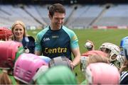8 October 2016; Limerick hurler Séamus Hickey teaches players from the Gailltír Camogie Club, Co Waterford, at Croke Park today which played host to some of Ireland’s most talented hurlers, along with over 500 children, who lined-out to learn tips and skills from their hurling heroes as part of Centra’s Live Well hurling initiative. The participating children, who experienced a once in a lifetime opportunity, came from 12 lucky GAA clubs who each claimed their very special spot by winning a Live Well hurling challenge during the summer. Croke Park, Dublin. Photo by Cody Glenn/Sportsfile