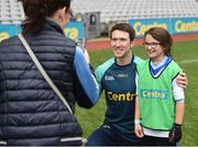 8 October 2016; Limerick hurler Séamus Hickey poses for a photo with Emma Fitzgerald, age 9, from the Gailltír Camogie Club, Co Waterford, at Croke Park today which played host to some of Ireland’s most talented hurlers, along with over 500 children, who lined-out to learn tips and skills from their hurling heroes as part of Centra’s Live Well hurling initiative. The participating children, who experienced a once in a lifetime opportunity, came from 12 lucky GAA clubs who each claimed their very special spot by winning a Live Well hurling challenge during the summer. Croke Park, Dublin. Photo by Cody Glenn/Sportsfile