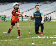 8 October 2016; Limerick hurler Séamus Hickey judges a &quot;crossbar challenge&quot; taken by players from the Adare GAA Club, Co Limerick, at Croke Park today which played host to some of Ireland’s most talented hurlers, along with over 500 children, who lined-out to learn tips and skills from their hurling heroes as part of Centra’s Live Well hurling initiative. The participating children, who experienced a once in a lifetime opportunity, came from 12 lucky GAA clubs who each claimed their very special spot by winning a Live Well hurling challenge during the summer. Croke Park, Dublin. Photo by Cody Glenn/Sportsfile