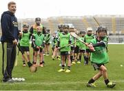 8 October 2016; Clare hurler Podge Collins coaches members of the Kilruane MacDonagh's GAA Club, Co Tipperary, including Mark Cleary, age 6, during a &quot;crossbar challenge&quot; at Croke Park today which played host to some of Ireland’s most talented hurlers, along with over 500 children, who lined-out to learn tips and skills from their hurling heroes as part of Centra’s Live Well hurling initiative. The participating children, who experienced a once in a lifetime opportunity, came from 12 lucky GAA clubs who each claimed their very special spot by winning a Live Well hurling challenge during the summer. Croke Park, Dublin. Photo by Cody Glenn/Sportsfile