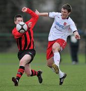 16 February 2011; Darragh McNamara, Dundalk IT, in action against David Cullen, Galway Technical Institute. CUFL First Division Final, Dundalk IT v Galway Technical Institute, Leixlip United, Leixlip, Co. Dublin. Picture credit: David Maher / SPORTSFILE