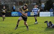 19 February 2011; Matthew Costelloe, Young Munster, goes over for his side's first try. Ulster Bank League Division 1A, Blackrock v Young Munster, Stradbrook Road, Blackrock, Dublin. Picture credit: Ray McManus / SPORTSFILE