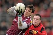 20 February 2011; Sean Armstrong, Galway, in action against Conor Garvey, Down. Allianz Football League, Division 1 Round 2, Down v Galway, Pairc Esler, Newry, Co. Down. Photo by Sportsfile
