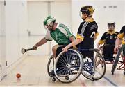 8 October 2016; Tom Carey of Leinster in action against Ruaraí McDermott of Ulster during the final of the M. Donnelly GAA Wheelchair Hurling Interprovincial All-Ireland Finals at I.T. Blanchardstown in Blanchardstown, Dublin. Photo by Sportsfile
