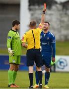 8 October 2016; Chris Mulhall of Limerick FC is shown a red card by referee James McKell during the SSE Airtricity League First Division match between Limerick FC and Drogheda United at The Markets Field in Limerick. Photo by Diarmuid Greene/Sportsfile