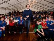 8 October 2016; Kevin Kilbane, Aviva’s FAI Junior Cup Ambassador, paid a trip to Manulla FC to present them with a squad signed Republic of Ireland framed jersey and €1,500 worth of kit and equipment as part of Aviva’s continued support of Junior football clubs through their sponsorship of the FAI Junior Cup. Pictured is former Republic of Ireland player Kevin Kilbane as he approaches the stage. Manulla FC in Manulla, Co Mayo. Photo by Sam Barnes/Sportsfile