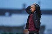 8 October 2016; Drogheda United manager Pete Mahon reacts during the SSE Airtricity League First Division match between Limerick FC and Drogheda United at The Markets Field in Limerick. Photo by Diarmuid Greene/Sportsfile