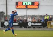 8 October 2016; Chris Mulhall of Limerick FC applauds supporters as he leaves the pitch after being shown a red card by referee James McKell during the SSE Airtricity League First Division match between Limerick FC and Drogheda United at The Markets Field in Limerick. Photo by Diarmuid Greene/Sportsfile