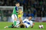 8 October 2016; Oliver Norwood of Northern Ireland in action against Luca Tosi  of San Marino during the FIFA World Cup Group C Qualifier match between Northern Ireland and San Marino at Windsor Park in Belfast. Photo by Oliver McVeigh/Sportsfile