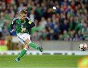 8 October 2016; Steve Davis of Northern Ireland scores his sides first goal from a penalty during the FIFA World Cup Group C Qualifier match between Northern Ireland and San Marino at Windsor Park in Belfast. Photo by Oliver McVeigh/Sportsfile