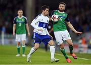 8 October 2016; Stuart Dallas of Northern Ireland in action against Jose Hirsch of San Marino during the FIFA World Cup Group C Qualifier match between Northern Ireland and San Marino at Windsor Park in Belfast. Photo by David Fitzgerald/Sportsfile