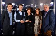 8 October 2016; Ronan Lynch of Limerick with family and friends, from left, Dan and Noreen Lynch and Vicky Costello, after being presented with his Bord Gáis Energy All Ireland GAA Hurling U-21 Team of the Year Award by Ger Cunningham, right, Bord Gáis Energy Judge, at the Bord Gáis Energy Team of the Year Awards in Mansion House. Mansion House, Dawson St, Dublin. Photo by Brendan Moran/Sportsfile