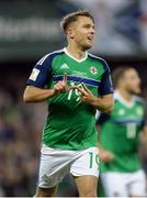 8 October 2016; Jamie Ward of Northern Ireland centre, celebartes after scoring his sides third goal during the FIFA World Cup Group C Qualifier match between Northern Ireland and San Marino at Windsor Park in Belfast. Photo by Oliver McVeigh/Sportsfile