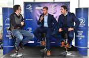 8 October 2016; MC Damien O'Meara hosts a Q&A with Leinster players Sean O'Brien and Mike McCarthy in the Blue Room before the Guinness PRO12 Round 6 match between Leinster and Munster at the Aviva Stadium in Lansdowne Road, Dublin. Photo by Brendan Moran/Sportsfile