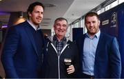 8 October 2016; In attendance in the Leinster Rugby Blue Room before the Guinness PRO12 Round 6 match between Leinster and Munster at the Aviva Stadium, are Leinster players Mike McCarthy, left, and Sean O'Brien, right, with Fergus Leavy, from Stillorgan, Co. Dublin. Photo by Brendan Moran/Sportsfile