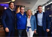 8 October 2016; In attendance in the Leinster Rugby Blue Room before the Guinness PRO12 Round 6 match between Leinster and Munster at the Aviva Stadium, are Leinster players Mike McCarthy, left, and Sean O'Brien, right, with Padraig and Joan Murphy, from Longford. Photo by Brendan Moran/Sportsfile