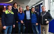 8 October 2016; In attendance in the Leinster Rugby Blue Room before the Guinness PRO12 Round 6 match between Leinster and Munster at the Aviva Stadium, are Leinster players Mike McCarthy and Sean O'Brien with, from left, Mark Brennan, Brian Rowan, and Joe Brophy from Athy, Co Kildare, and Fergus Leavy, from Stillorgan, Co. Dublin. Photo by Brendan Moran/Sportsfile