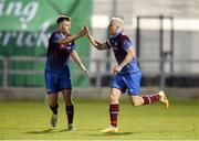 8 October 2016; Sean Thornton of Drogheda United celebrates with team-mate Aaron Ashe after scoring his side's goal during the SSE Airtricity League First Division match between Limerick FC and Drogheda United at The Markets Field in Limerick. Photo by Diarmuid Greene/Sportsfile