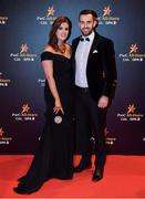 3 November 2017; Mayo footballer Kevin McLoughlin with Deirdre Doherty upon arrival at the PwC All Stars 2017 at the Convention Centre in Dublin. Photo by Brendan Moran/Sportsfile