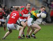 20 February 2011; Colm Cooper, Kerry, in action against Tom Cunniffe, left, and Ronan McGarrity, Mayo. Allianz Football League, Division 1 Round 2, Mayo v Kerry, McHale Park, Castlebar, Co. Mayo. Picture credit: Brian Lawless / SPORTSFILE