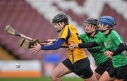 20 February 2011; Lisa Carey, DCU, in action against Colette McSorley, centre and Claire Laverty, Queens University Belfast. Purcell Cup Final, DCU v Queens University Belfast, Pearse Stadium, Salthill, Galway. Picture credit: David Maher / SPORTSFILE