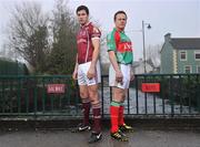 21 February 2011; Photographed at a GAA promotional event for the Allianz football league are Andy Moran, right, Mayo, and Finian Hanley, Galway. Cong, Co. Mayo. Picture credit: David Maher / SPORTSFILE