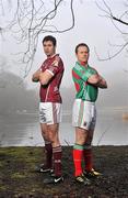 21 February 2011; Photographed at a GAA promotional event for the Allianz football league are Andy Moran, right, Mayo, and Finian Hanley, Galway. Cong, Co. Mayo. Picture credit: David Maher / SPORTSFILE