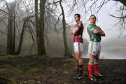 21 February 2011; Photographed at a GAA promotional event for the Allianz football league are Andy Moran, right, Mayo, and Finian Hanley, Galway. Cong, Co. Mayo. Picture credit: David Maher / SPORTSFILE