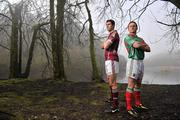 21 February 2011; Photographed at a GAA promotional event for the Allianz football league are Andy Moran, right, Mayo, and Finian Hanley, Galway. Cong, Co. Mayo. Picture credit: David Maher / SPORTSFILE