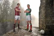 21 February 2011; Photographed at a GAA promotional event for the Allianz football league are Andy Moran, right, Mayo, and Finian Hanley, Galway. Cong, Co. Mayo. Picture credit: David Maher / SPORTSFILE