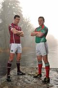 21 February 2011; Photographed at a GAA promotional event for the Allianz football league are Andy Moran, right, Mayo, and Finian Hanley, Galway. Cong, Co. Mayo. Picture credit: David Maher / SPORTSFILE