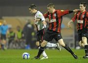 21 February 2011; Christopher Fagan, Bohemians, in action against Des Hope, Longford Town. Airtricity League Friendly, Bohemians v Longford Town, Dalymount Park, Dublin. Photo by Sportsfile