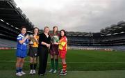 22 February 2011; The All Ireland Club Camogie Finals return to Croke Park after a break of almost forty years and President Joan O'Flynn is urging camogie fans to get behind the event and mark the historic occassion. The double header fixture takes place on March 6th with Eoghan Rua of Derry meeting The Harps of Laois in the intermediate Final while Cork champions Inniscarra face Killimor of Galway in the senior encounter. At the announcement is Joan O'Flynn, President of the Camogie Association, with team captains, from left, Karen Jones, Inniscarra, Eimear Haverty, Killimor, Méabh McGoldrick, Eoghan Rua, and Elaine Cuddy, The Harps. All-Ireland Camogie Club Championship Final Captains Media Day, Croke Park, Dublin. Picture credit: Brian Lawless / SPORTSFILE