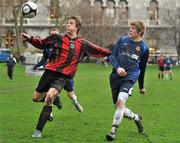 22 February 2011; Frank Wilson, Dublin University, in action against James Peden, University of Ulster Jordanstown. Dublin Bus Collingwood Cup 2011 Quarter-Final, University of Ulster Jordanstown v Dublin University, College Park, Trinity College, Dublin. Picture credit: David Maher / SPORTSFILE