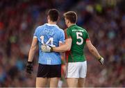 1 October 2016; Diarmuid Connolly of Dublin and Lee Keegan of Mayo during the GAA Football All-Ireland Senior Championship Final Replay match between Dublin and Mayo at Croke Park in Dublin. Photo by Piaras Ó Mídheach/Sportsfile