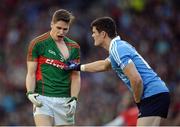 1 October 2016; Diarmuid Connolly of Dublin and Lee Keegan of Mayo tussle during the GAA Football All-Ireland Senior Championship Final Replay match between Dublin and Mayo at Croke Park in Dublin. Photo by Piaras Ó Mídheach/Sportsfile