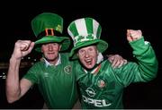 9 October 2016; Republic of Ireland supporters Alan and Jack Keane, from  Roscommon before the start of the FIFA World Cup Group D Qualifier match between Moldova and Republic of Ireland at Stadionul Zimbru in Chisinau, Moldova. Photo by David Maher/Sportsfile